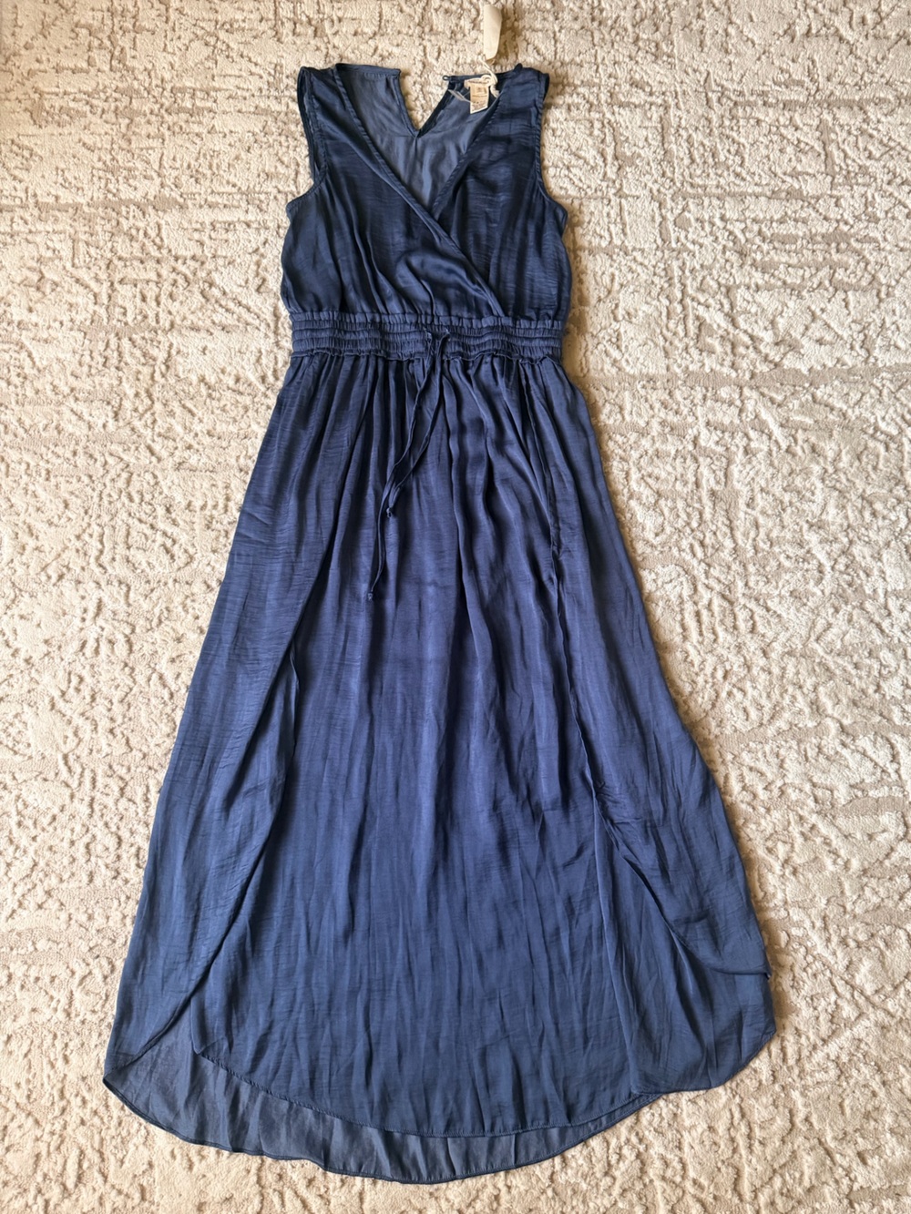 Hem & Thread Navy Sleeveless Maxi Dress with Smocked Waist